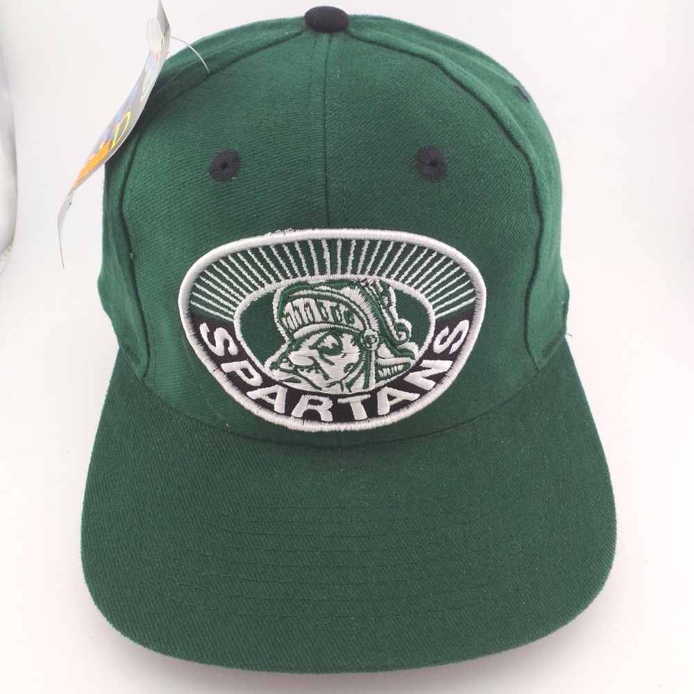 Vintage 90s Top of the World Michigan State Spartans MSU Mens Green Snapback Hat